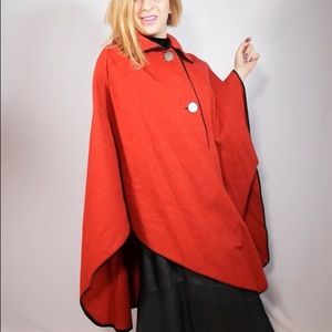 Original Lanz Salzburg Burnt Orange Wool Cape Circa 1960s